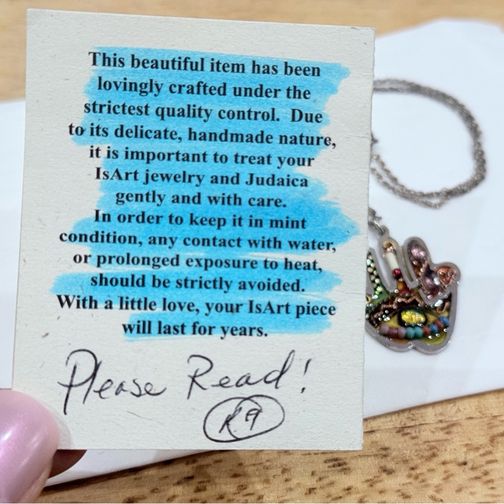 Seeka Unique Handpainted Hamsa Necklace - Picture 9 of 9